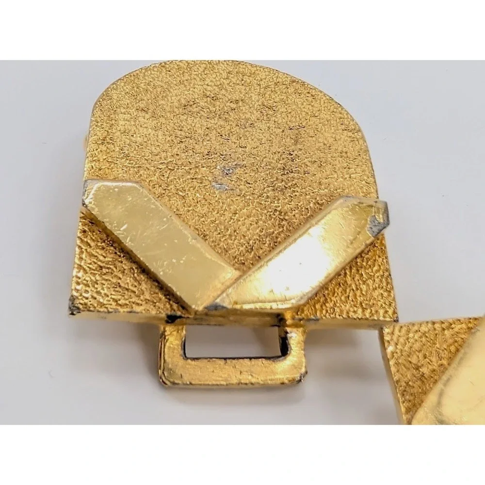 VTG Accessocraft NYC Gold Tone Belt Buckle Interlocking X Two Piece‎ 80s Glam